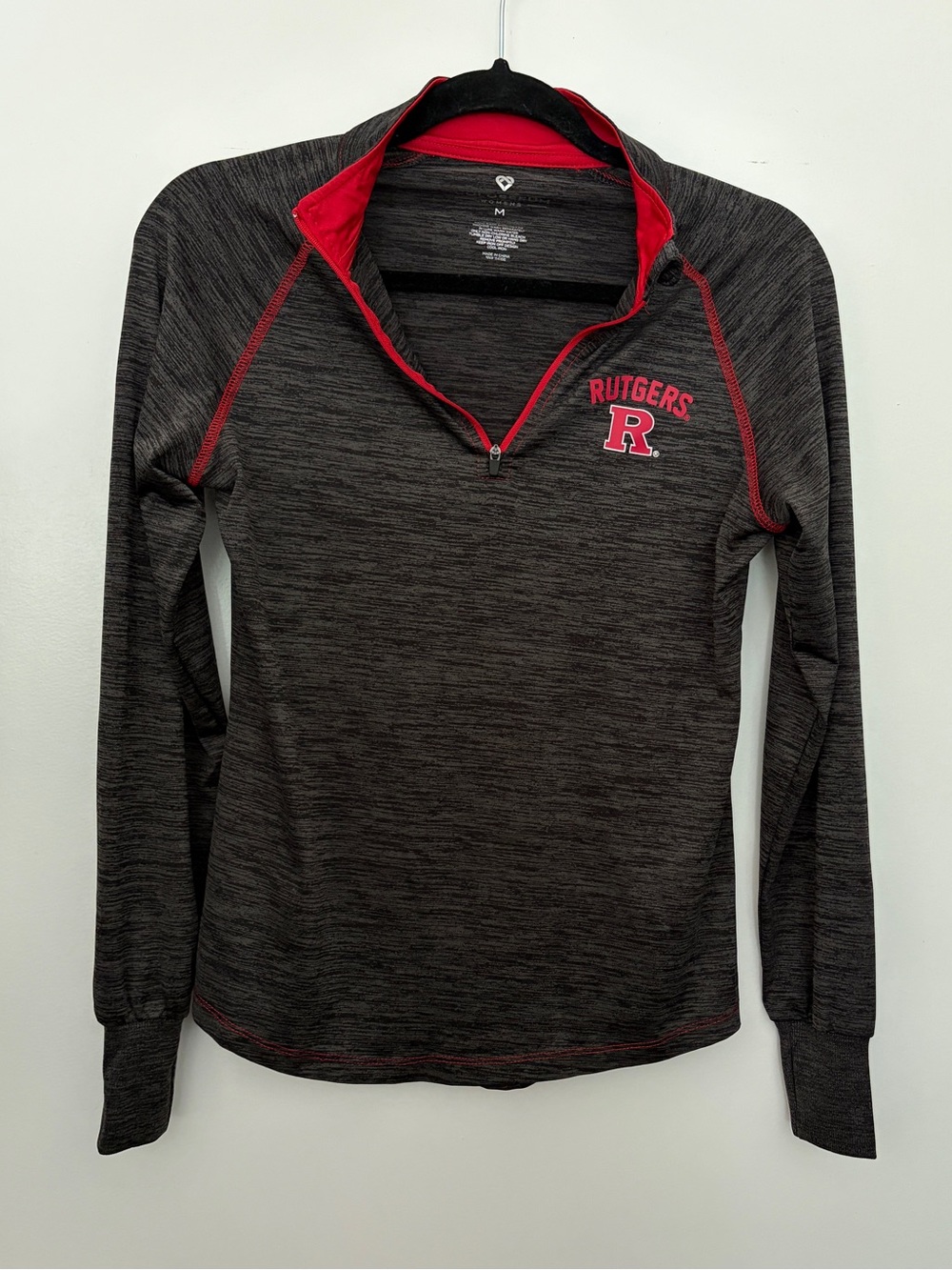 Colosseum Rutgers Women’s Half-Zip Pullover - Black with Red (Size Medium)